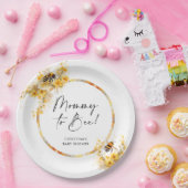 Mama naar Bee Honey Wildflower Baby shower Papieren Bordje (Feest)