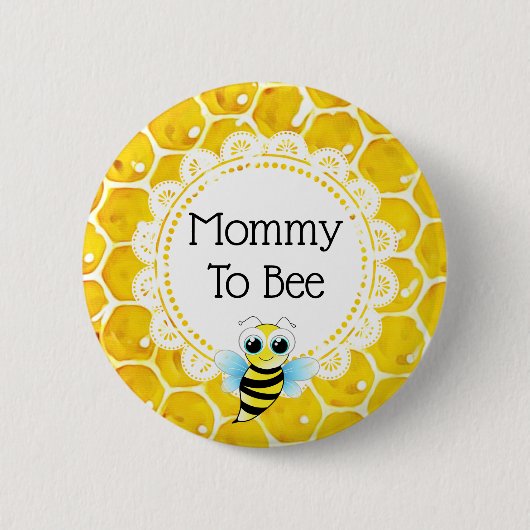 Mama naar Bee Honeycomb Baby shower Button (Voorkant)