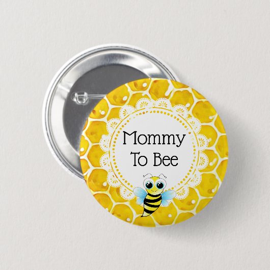 Mama naar Bee Honeycomb Baby shower Button (Voorkant /achterkant)