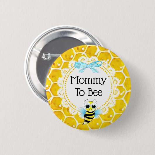 Mama naar Bee Honeycomb Baby shower Button (Voorkant /achterkant)