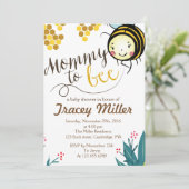 Mama naar Bee Invitation Bee Baby shower Kaart (Staand voorkant)