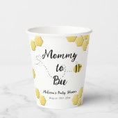 Mama naar Bee Leuke Honeycomb Baby shower Papieren Bekers (Achterkant)