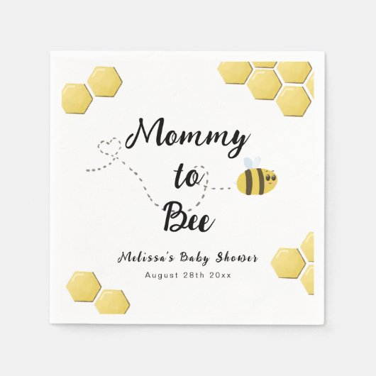 Mama naar Bee Leuke Honeycomb Baby shower Servet (Voorkant)