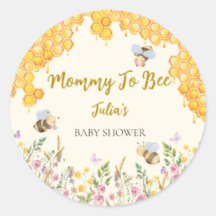 Mama naar Bee Schattige Bumblebee Bloemen Baby sho Ronde Sticker