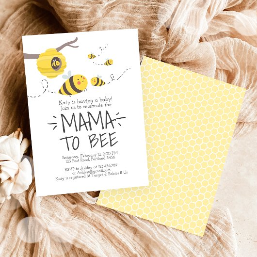 Mama naar Bee Schattige Honing Neutraal Baby showe Kaart