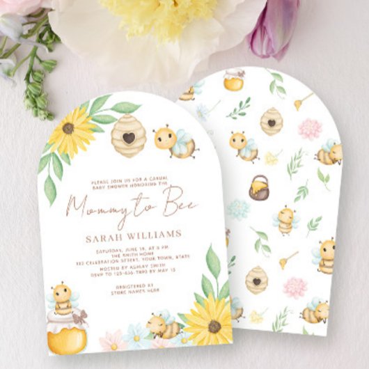 Mama naar Bee Schattige Waterverf Bumblebee Baby s Kaart