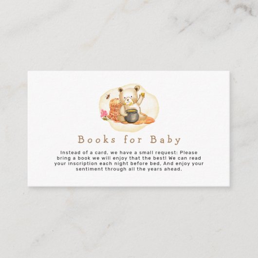 Mama naar Bee Teddy Bear boeken voor Baby shower Informatiekaartje (Voorkant)