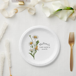 Mama Naar Bee Thema Honingraat Daisy Flower Papieren Bordje