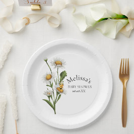 Mama Naar Bee Thema Honingraat Daisy Flower Papieren Bordje