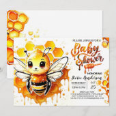 Mama naar Bee Waterverf Baby shower Kaart (Voorkant / Achterkant)