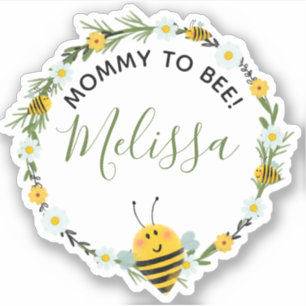Mama naar Bee  Waterverf Bijen Baby shower Sticker