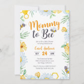 Mama naar Bee Waterverf Floral Baby shower Kaart (Voorkant)