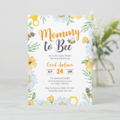Mama naar Bee Waterverf Floral Baby shower Kaart (Staand voorkant)