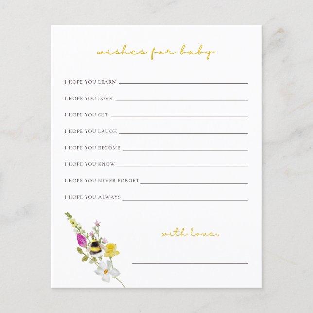 Mama naar Bee Wensen voor Baby Kaart (Voorkant)