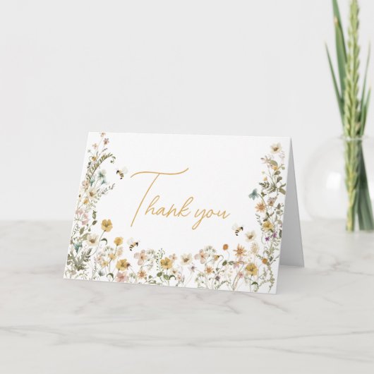 Mama naar Bee Wildflower Baby shower Bedankkaart (Voorkant)