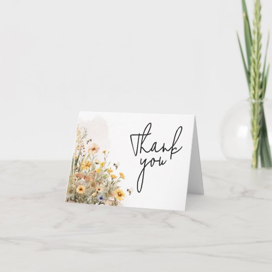 Mama naar Bee Wildflower Baby shower Bedankkaart (Voorkant)