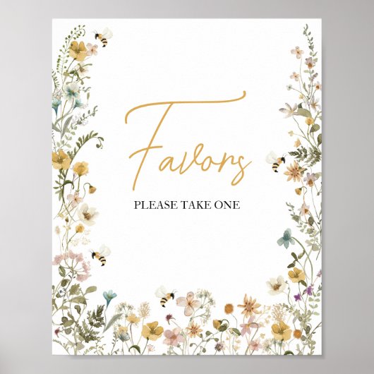 Mama naar Bee Wildflower Baby shower Favorieten Poster (Voorkant)