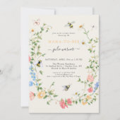 Mama naar Bee Wildflower Baby shower Kaart (Voorkant)