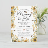 Mama naar Bee wildflower Baby shower Kaart (Staand voorkant)