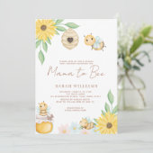 Mama naar Bee Wildflower Baby shower Kaart (Staand voorkant)