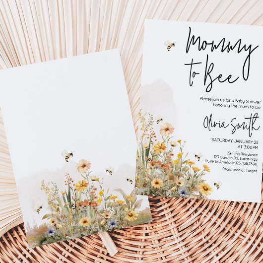 Mama naar Bee Wildflower Baby shower Kaart