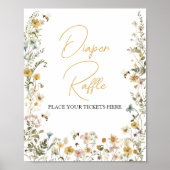 Mama naar Bee Wildflower Baby shower Luier Raffle Poster (Voorkant)