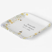 Mama naar Bee Wildflower Baby shower Papieren Bordje (Gebogen)