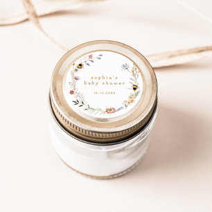 Mama naar Bee Wildflower Baby shower Ronde Sticker