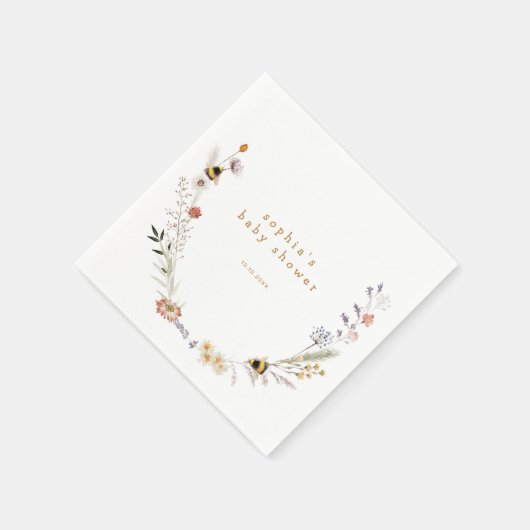 Mama naar Bee Wildflower Baby shower Servet (Hoek)