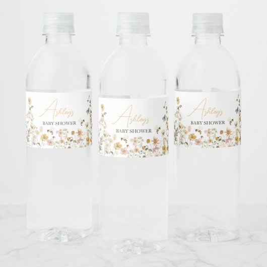 Mama naar Bee Wildflower Baby shower Waterfles Etiket (Flessen)