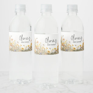 Mama naar Bee Wildflower Baby shower Waterfles Etiket