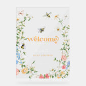 Mama naar Bee Wildflower Baby shower Welkom Acryl Bord (Voorkant)