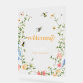 Mama naar Bee Wildflower Baby shower Welkom Acryl Bord (Hoek)
