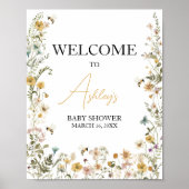 Mama naar Bee Wildflower Baby shower Welkom Poster (Voorkant)