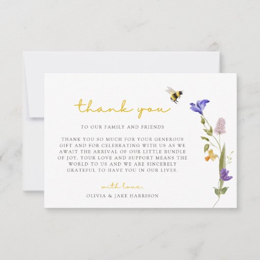 Mama naar Bee Wildflower Bedankkaart (Voorkant)