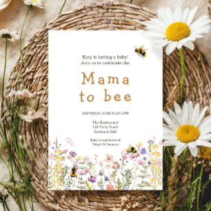 Mama naar Bee Wildflower Boho Mama Baby shower Kaart