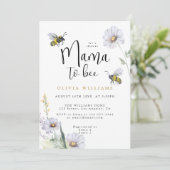 Mama naar Bee Wildflower Daisy Baby shower Kaart (Staand voorkant)