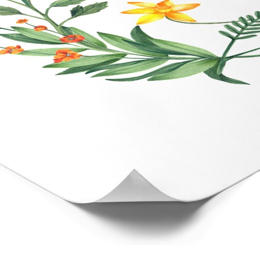 Mama naar Bee Wildflower Garden Baby shower Welkom Poster (Hoek)