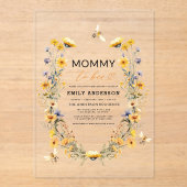 Mama naar Bee Wildflower Genderneutraal Baby showe Acryl Uitnodigingen (Voorkant)