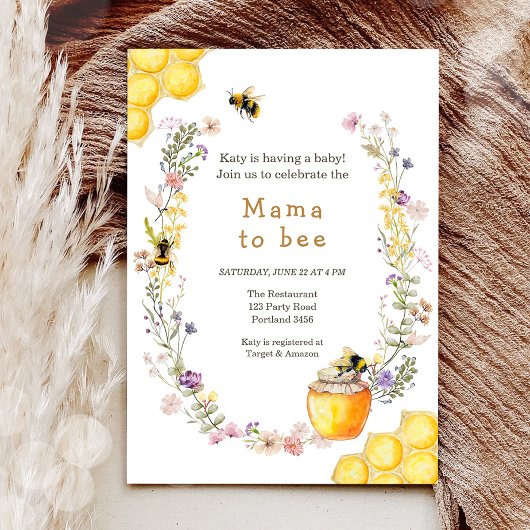 Mama naar Bee Wildflower Honingbij Mama Baby showe Kaart