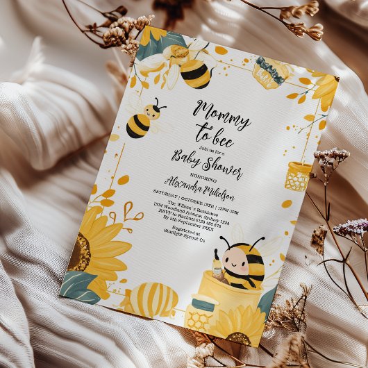  mama naar Bee Wildflowers Baby shower Kaart