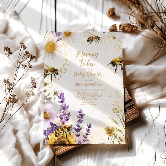  mama naar Bee Wildflowers Baby shower Kaart