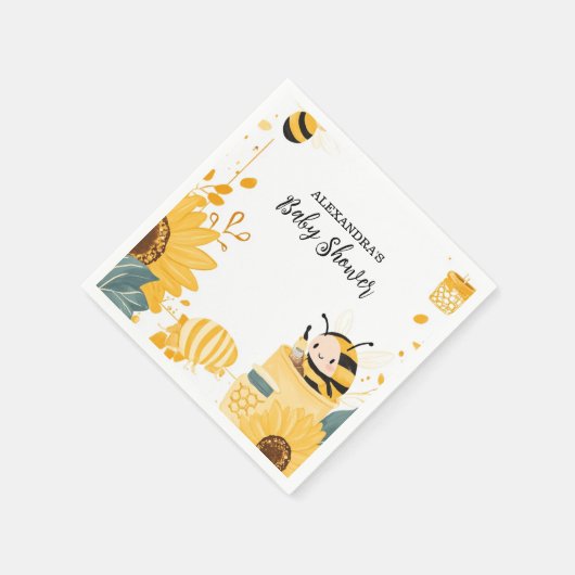  mama naar Bee Wildflowers Baby shower Servet (Hoek)