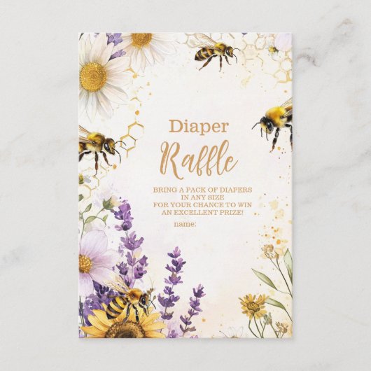 mama naar Bee Wildflowers Diapper Raffle Informatiekaartje (Voorkant)