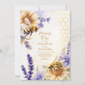  mama naar Bee Yellow Paarse Flo Baby shower Kaart (Voorkant)