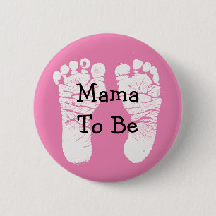 Mama naar Roze Fooprint Baby shower Button