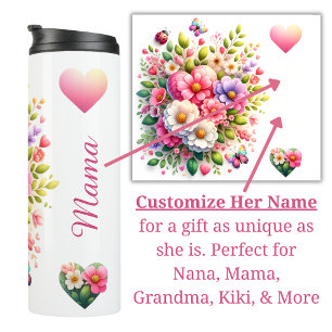 Mama, Nana, Oma, Bloemen Thermische Tumbler Thermosbeker