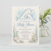 Mama Narwal Knuffel Baby Shower Uitnodiging  (Staand voorkant)
