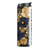 MAMA  Navy/Gold Bloemen Tumbler Thermosbeker (Gedraaid links)