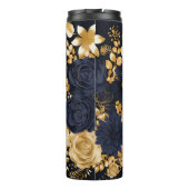 MAMA  Navy/Gold Bloemen Tumbler Thermosbeker (Achterkant)